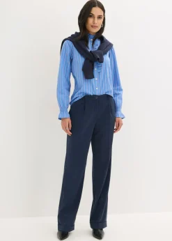 Blusa de popelín con volantes en el cuello