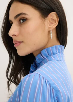 Blusa de popelín con volantes en el cuello