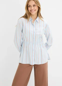 Blusa de popelín de algodón elástico