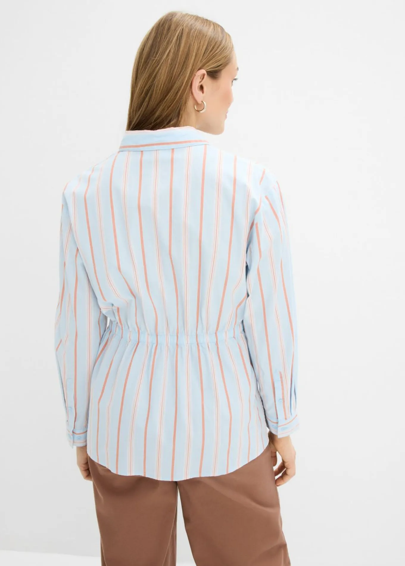 Blusa de popelín de algodón elástico