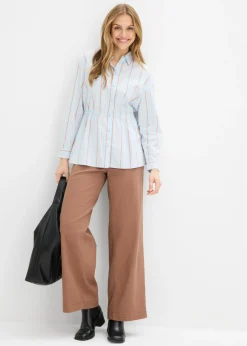Blusa de popelín de algodón elástico