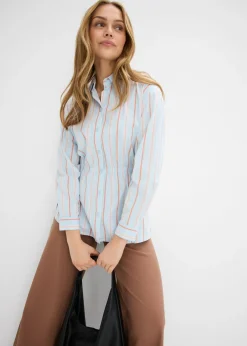 Blusa de popelín de algodón elástico