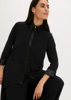 Blusa de punto con ribetes de satén