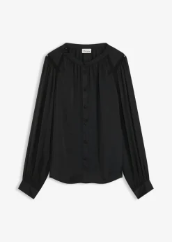 Blusa de satén con cintas de encaje