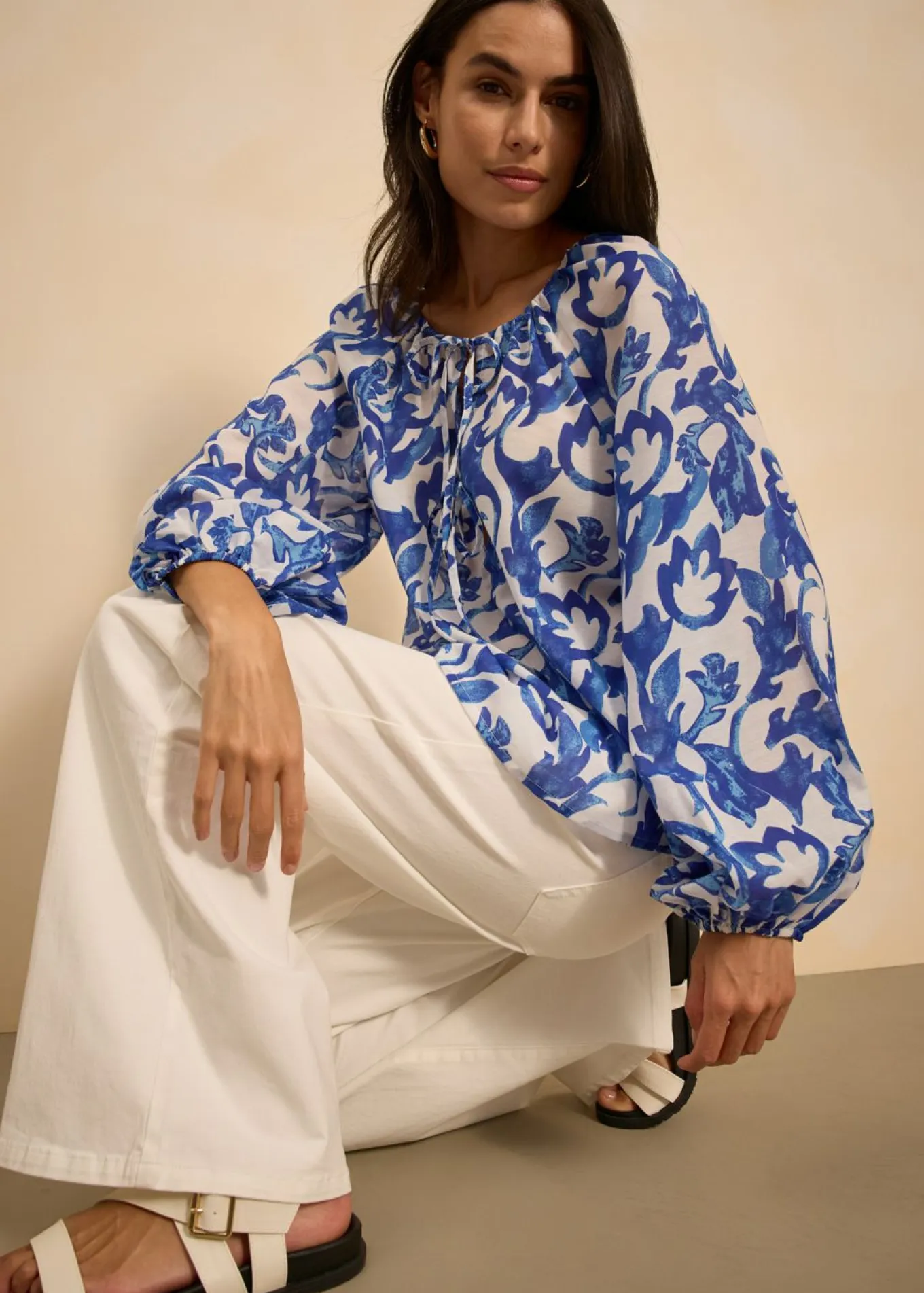 Blusa de túnica estampada