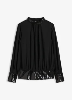 Blusa de tul fino con lentejuelas