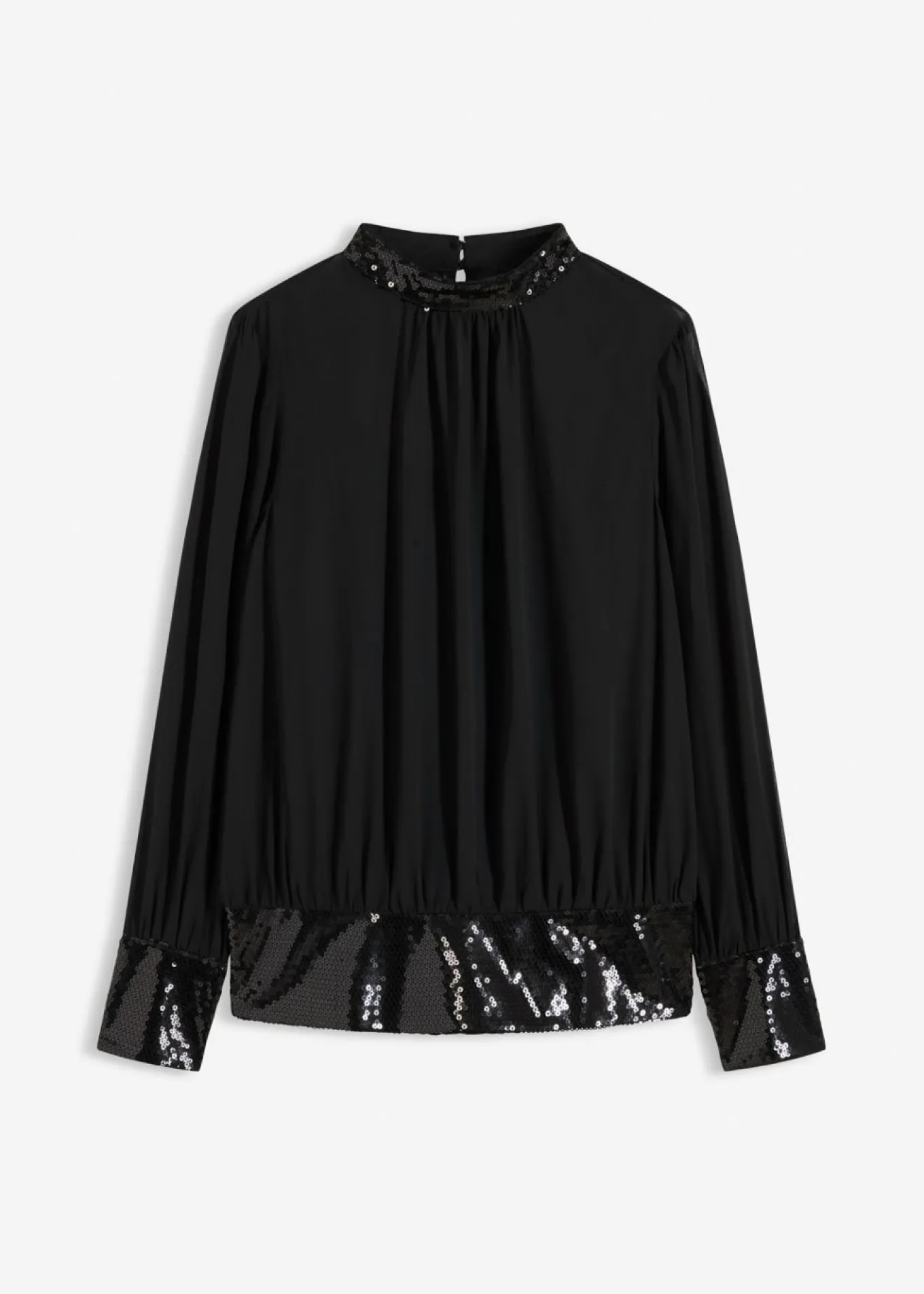Blusa de tul fino con lentejuelas
