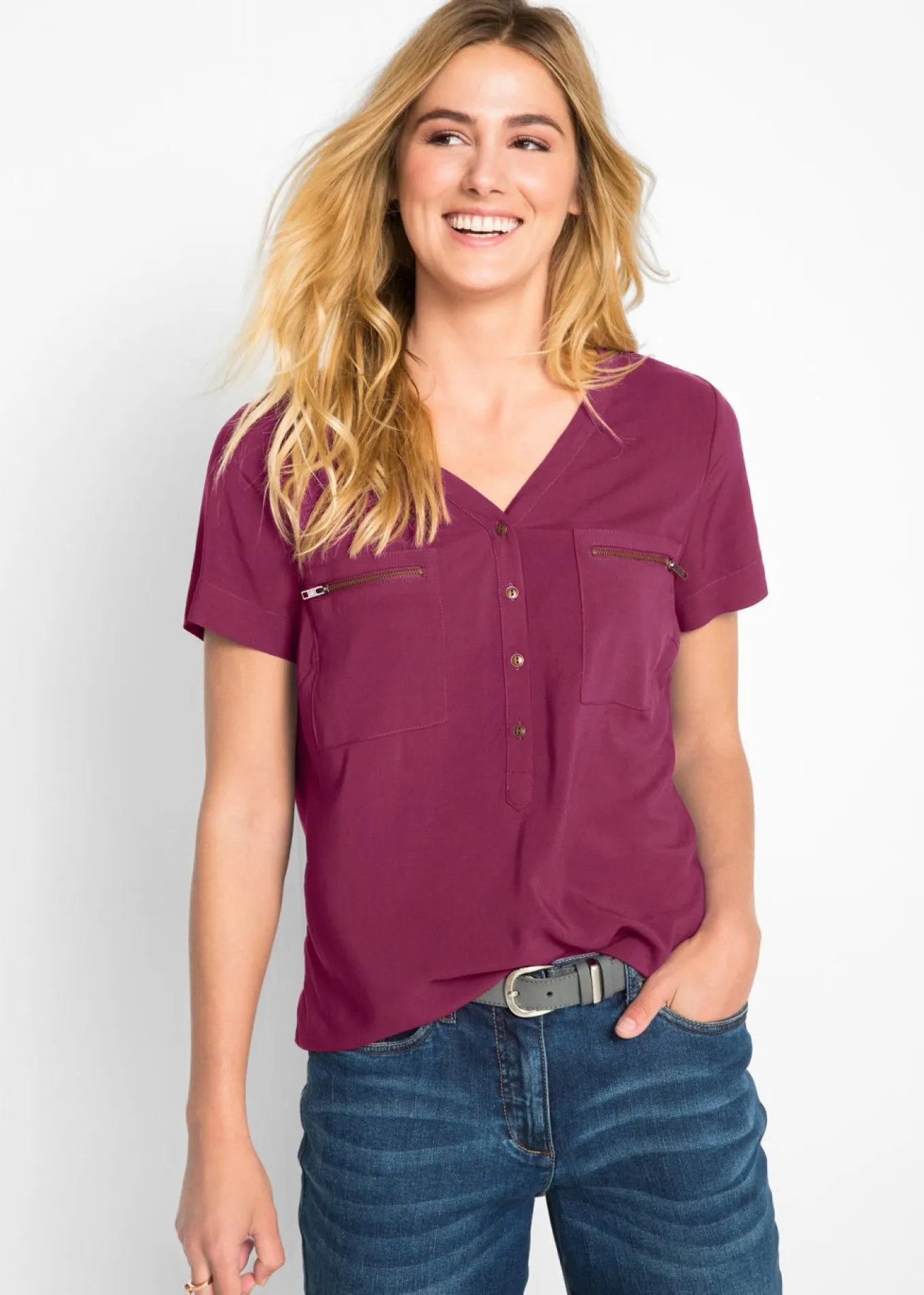 Blusa de viscosa con manga corta