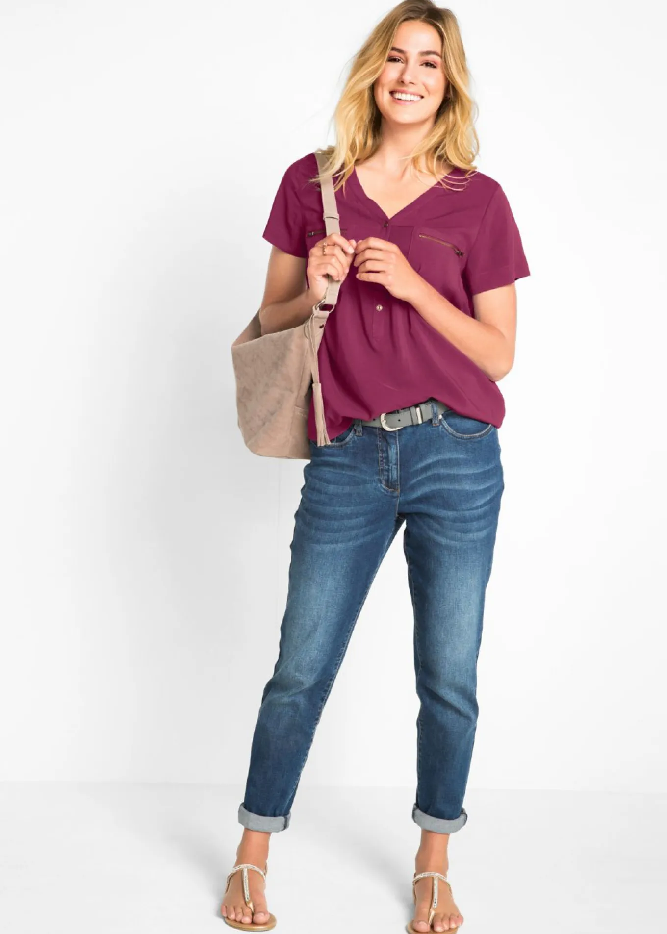 Blusa de viscosa con manga corta