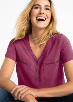 Blusa de viscosa con manga corta