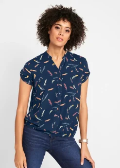 Blusa de viscosa fluida con manga corta
