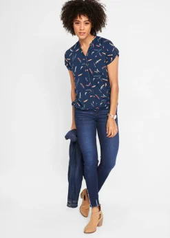 Blusa de viscosa fluida con manga corta
