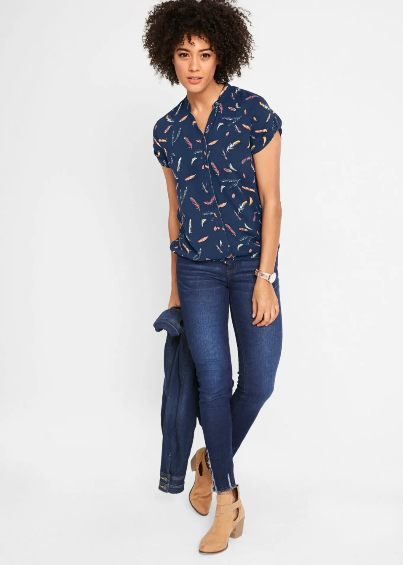 Blusa de viscosa fluida con manga corta