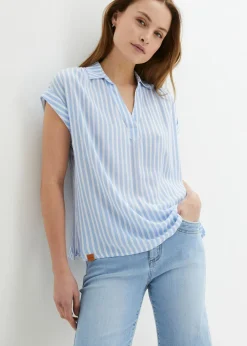 Blusa de viscosa fluida con manga corta