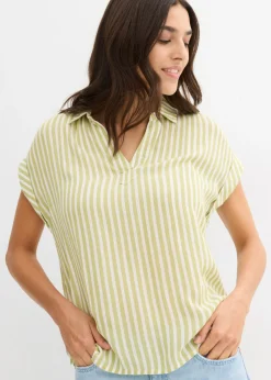 Blusa de viscosa fluida con manga corta