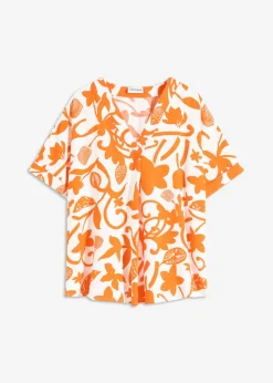 Blusa estampada tipo túnica de viscosa fluida