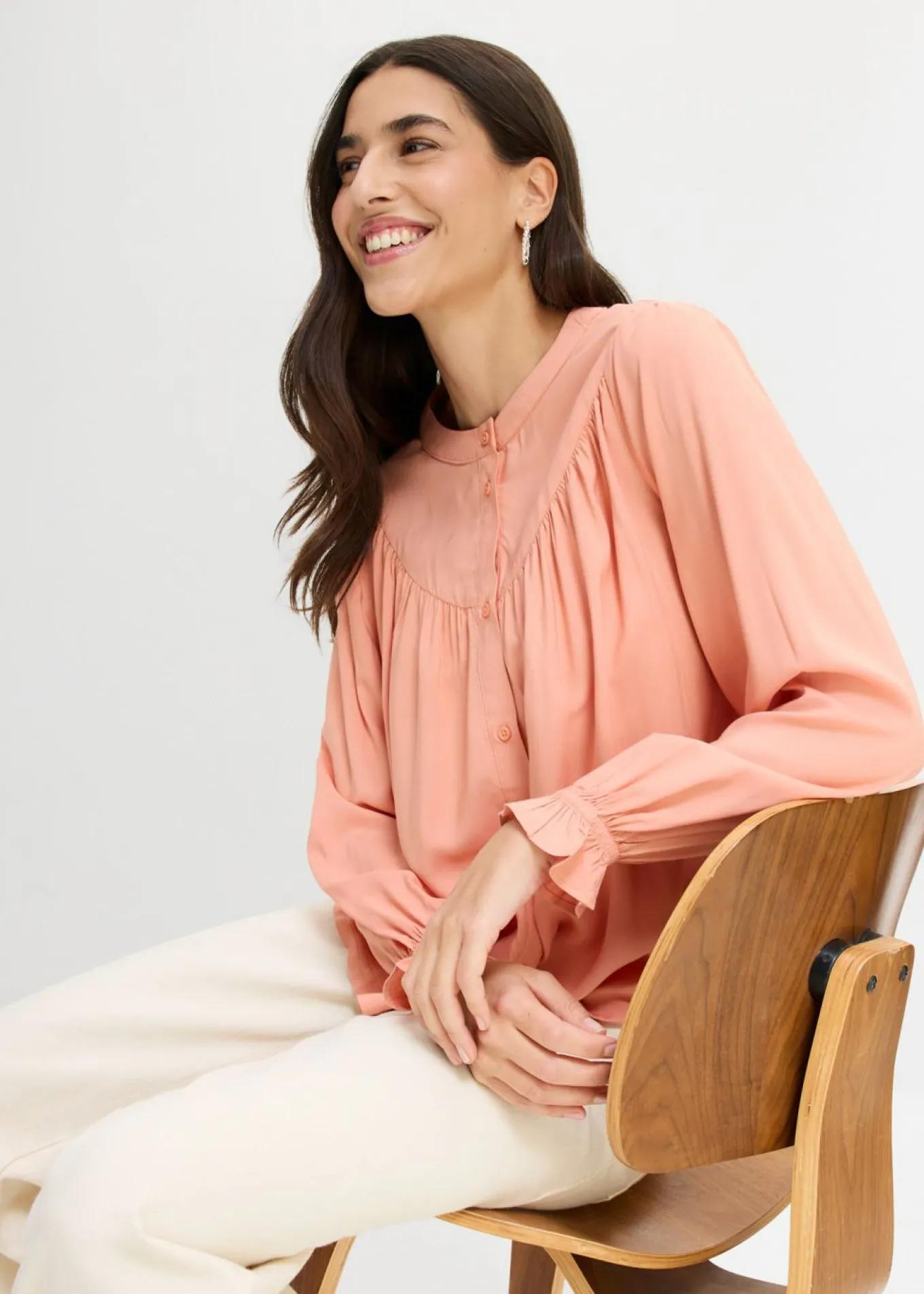 Blusa estilo prairie de viscosa fluida