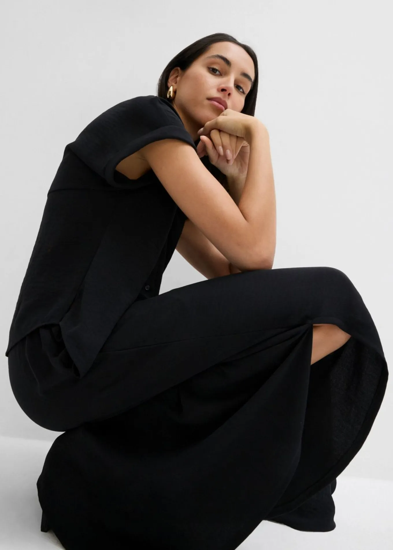 Blusa holgada de crepé estructurado