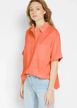 Blusa holgada de media manga con lino