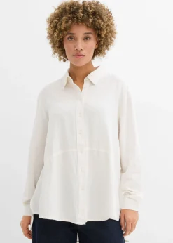 Blusa holgada de mezcla de lino
