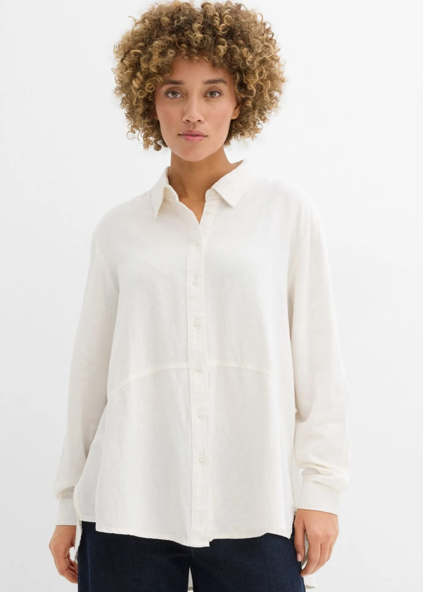 Blusa holgada de mezcla de lino