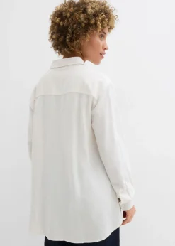 Blusa holgada de mezcla de lino