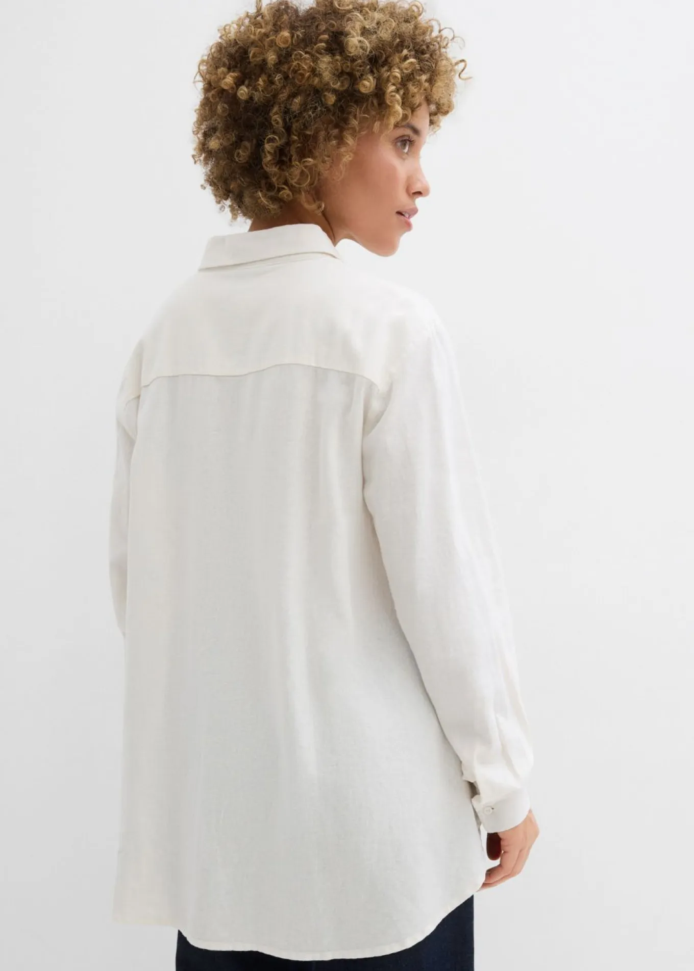 Blusa holgada de mezcla de lino