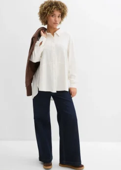 Blusa holgada de mezcla de lino
