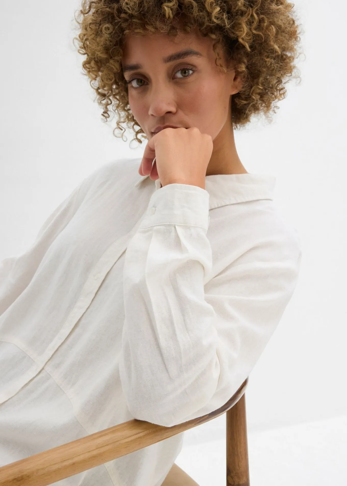 Blusa holgada de mezcla de lino