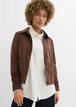 Blusa holgada de mezcla de lino