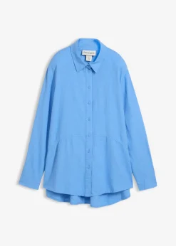 Blusa holgada de mezcla de lino