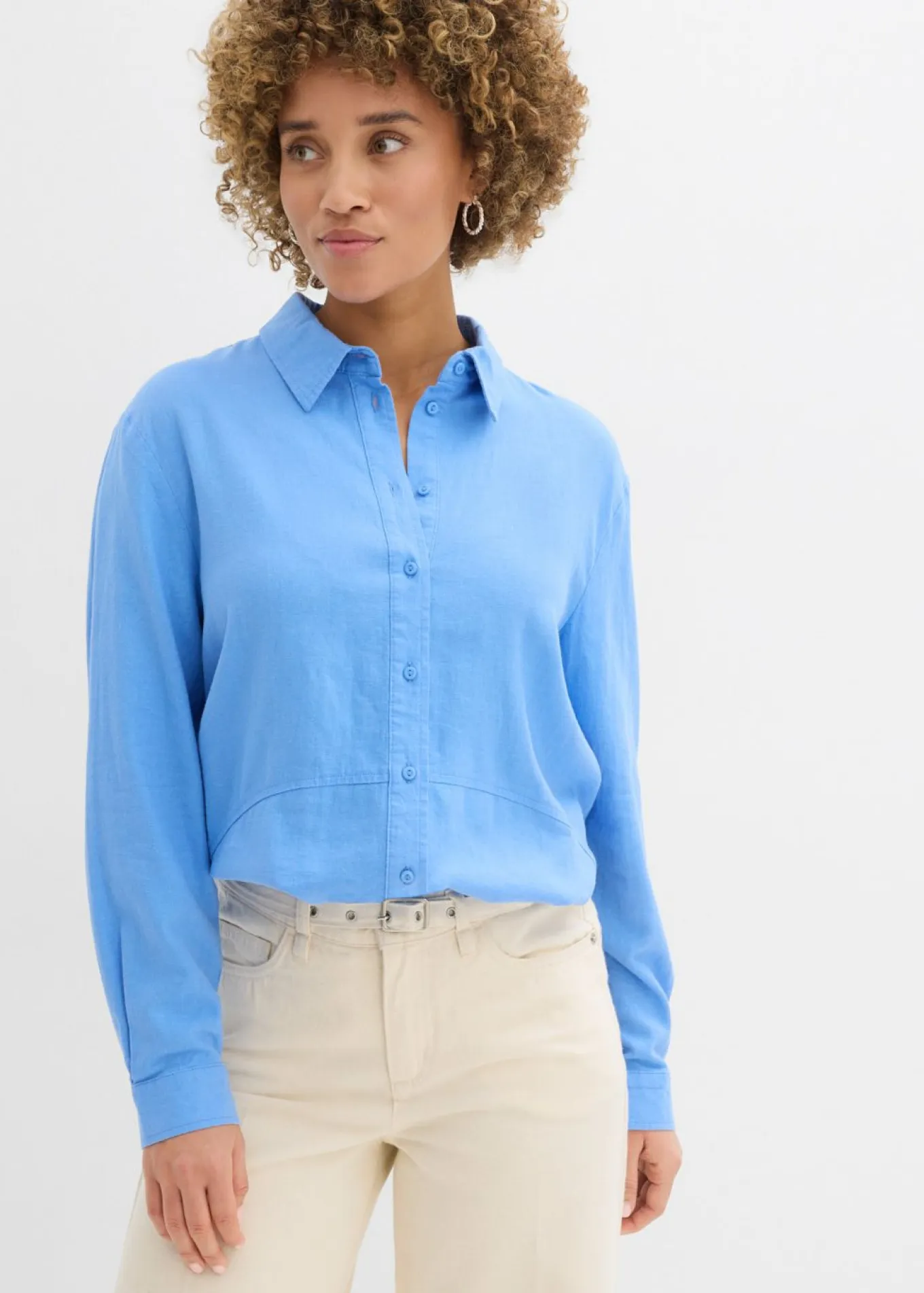 Blusa holgada de mezcla de lino