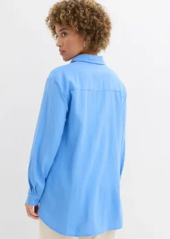 Blusa holgada de mezcla de lino