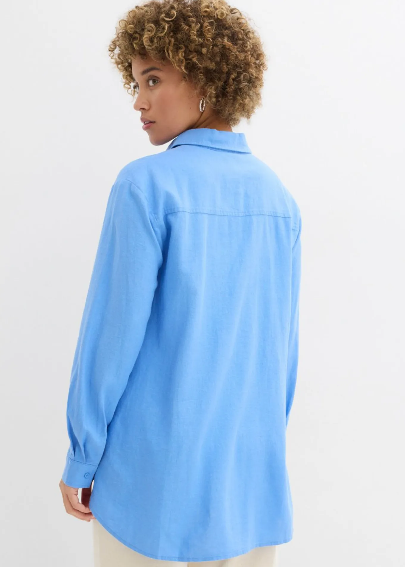 Blusa holgada de mezcla de lino