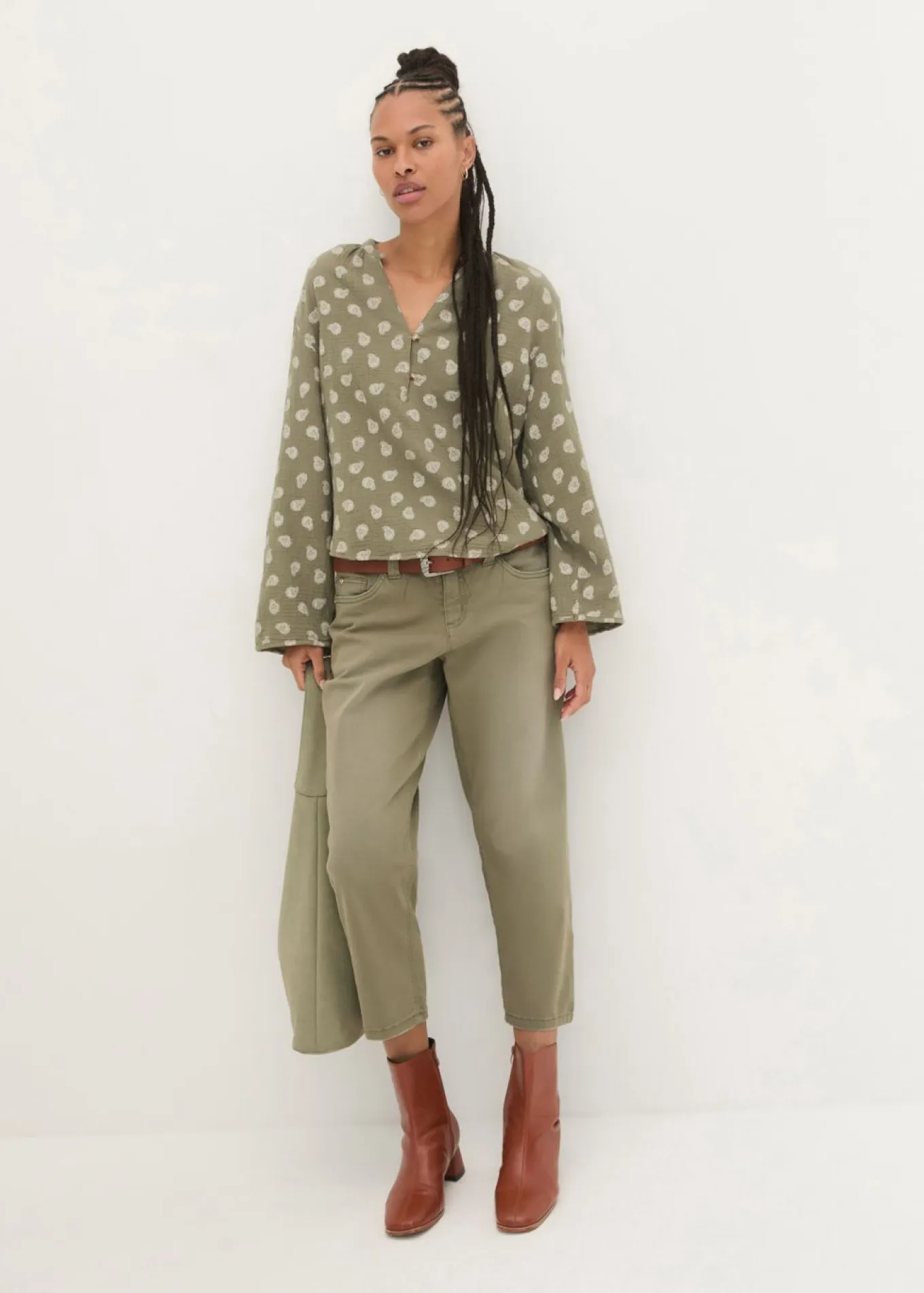 Blusa holgada de muselina vaporosa