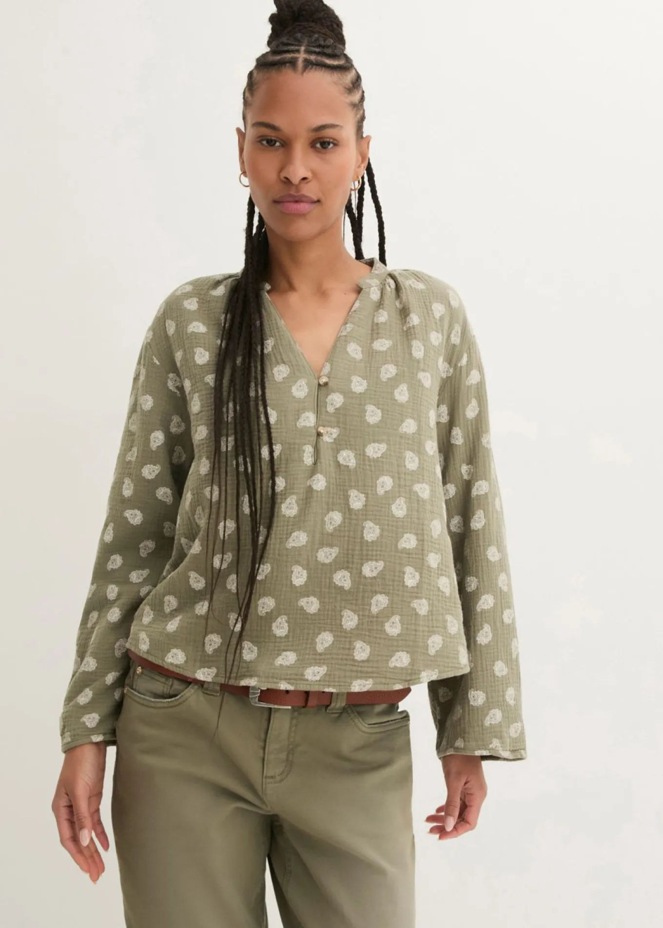 Blusa holgada de muselina vaporosa