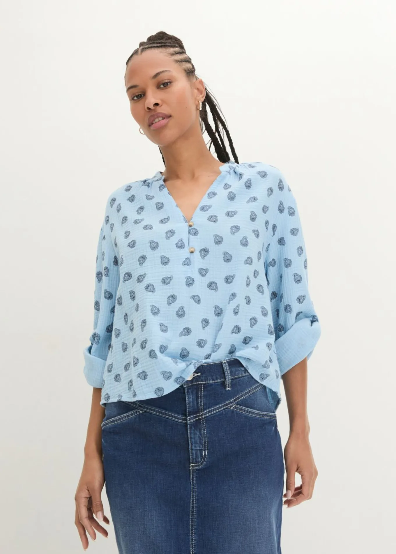 Blusa holgada de muselina vaporosa