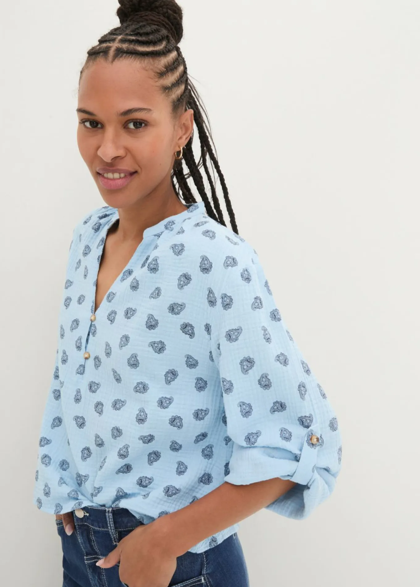 Blusa holgada de muselina vaporosa