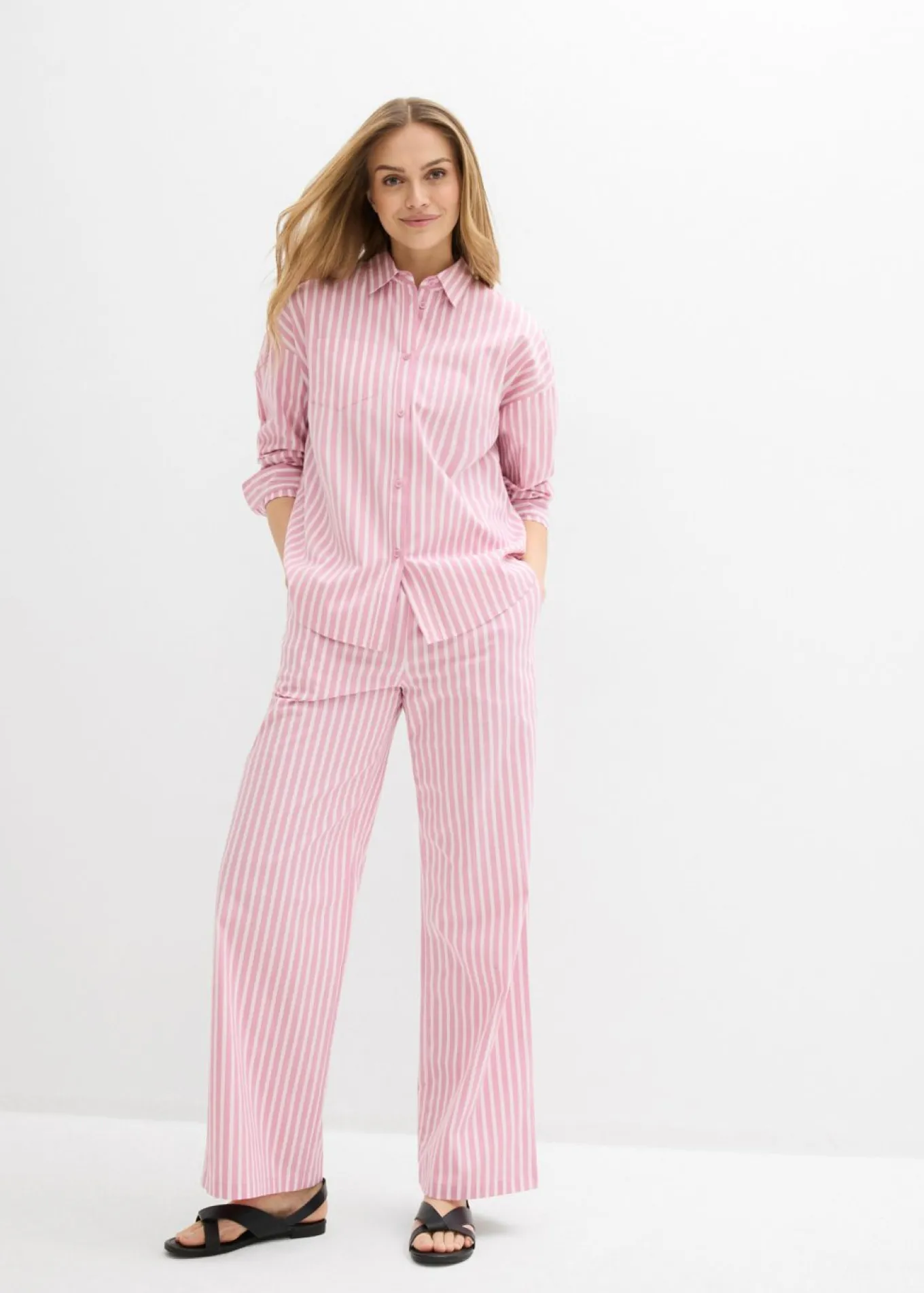 Blusa holgada de popelín de algodón