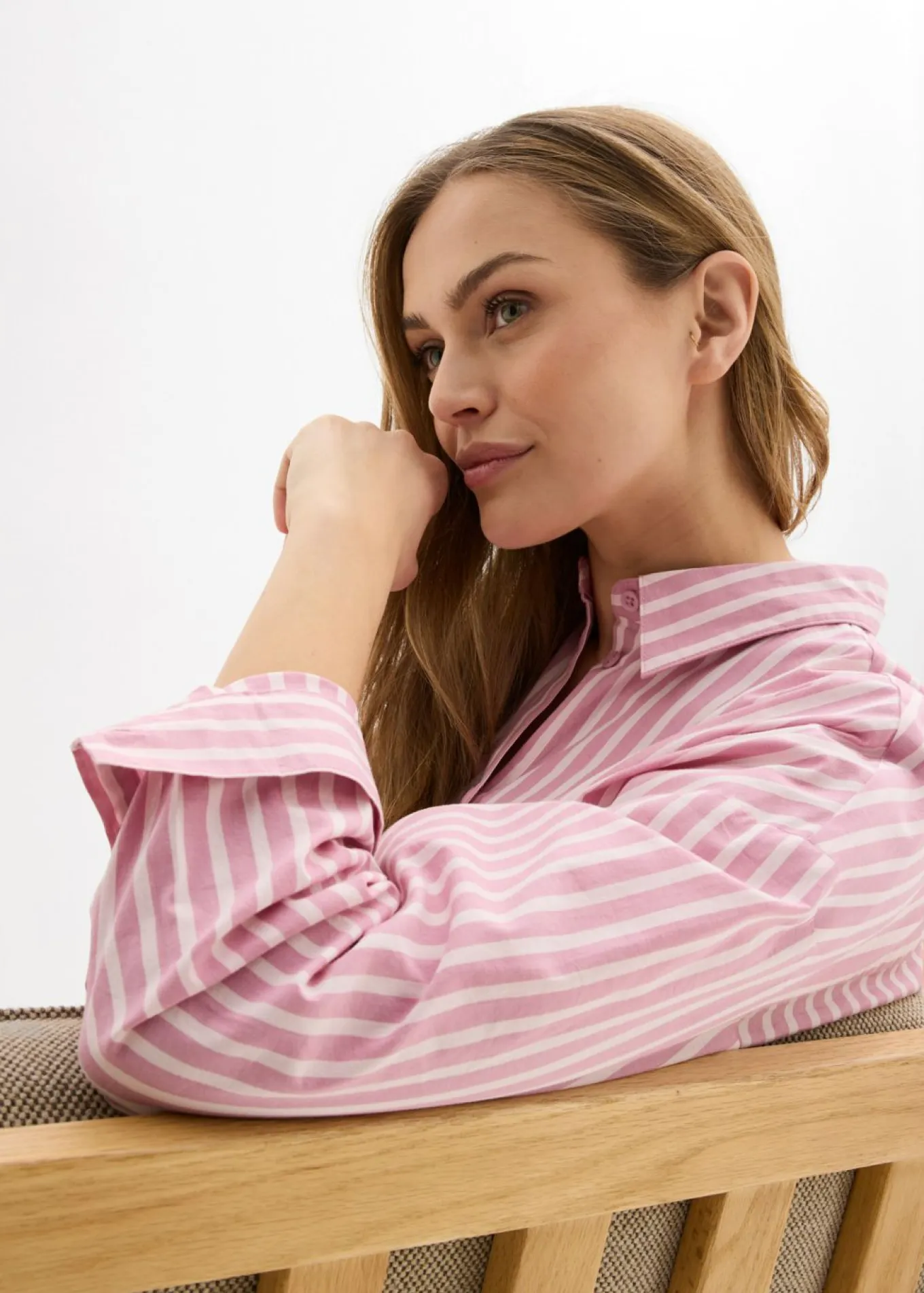 Blusa holgada de popelín de algodón