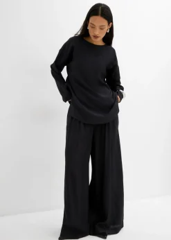 Blusa holgada tipo túnica de mezcla de viscosa arrugada con estructura