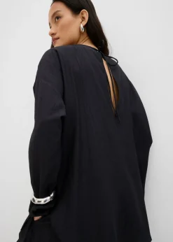 Blusa holgada tipo túnica de mezcla de viscosa arrugada con estructura