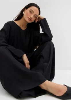 Blusa holgada tipo túnica de mezcla de viscosa arrugada con estructura