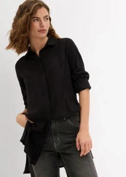 Blusa larga con abertura de viscosa fluida