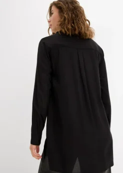 Blusa larga con abertura de viscosa fluida