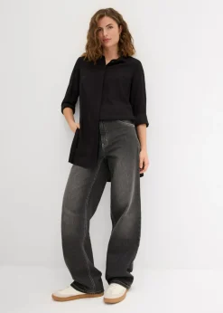 Blusa larga con abertura de viscosa fluida