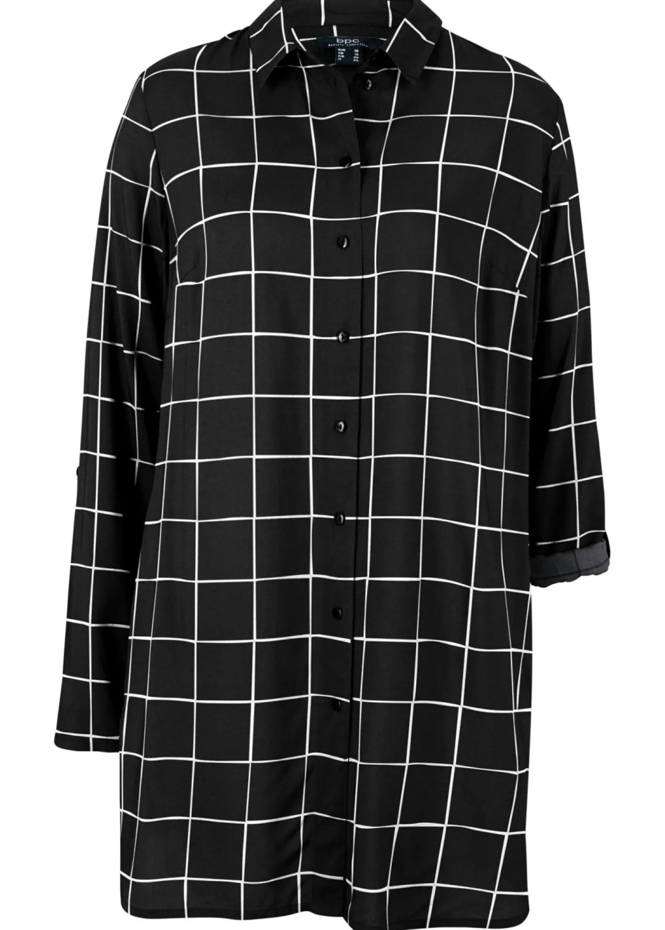 Blusa larga de cuadros con bolsillos