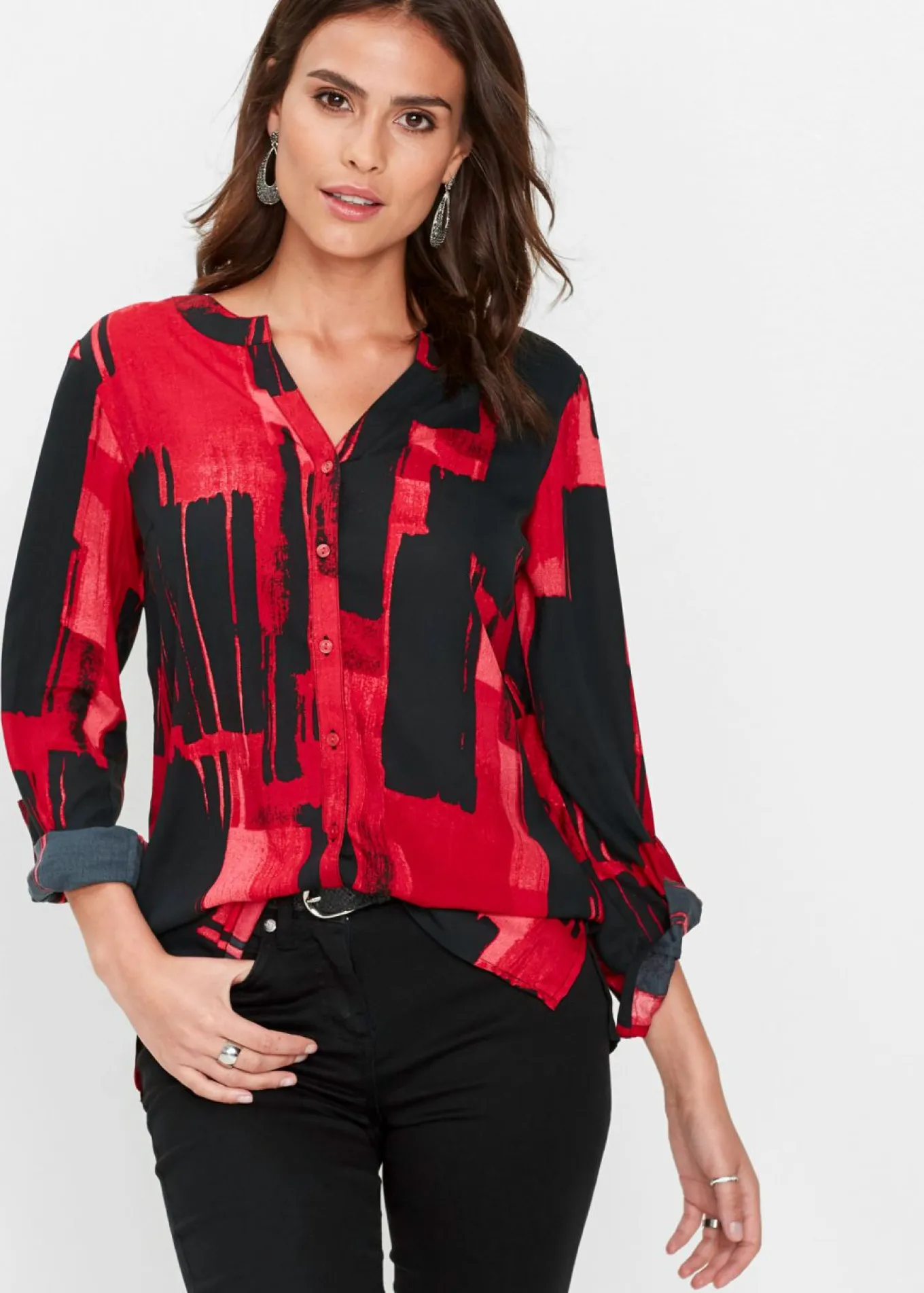 Blusa larga de gasa con estampado