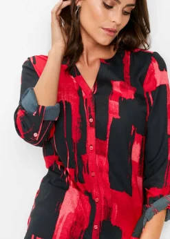 Blusa larga de gasa con estampado