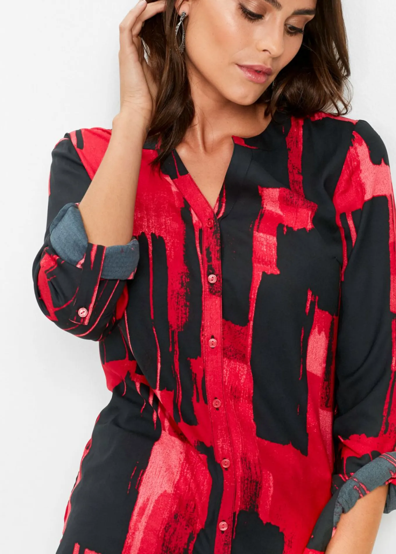 Blusa larga de gasa con estampado